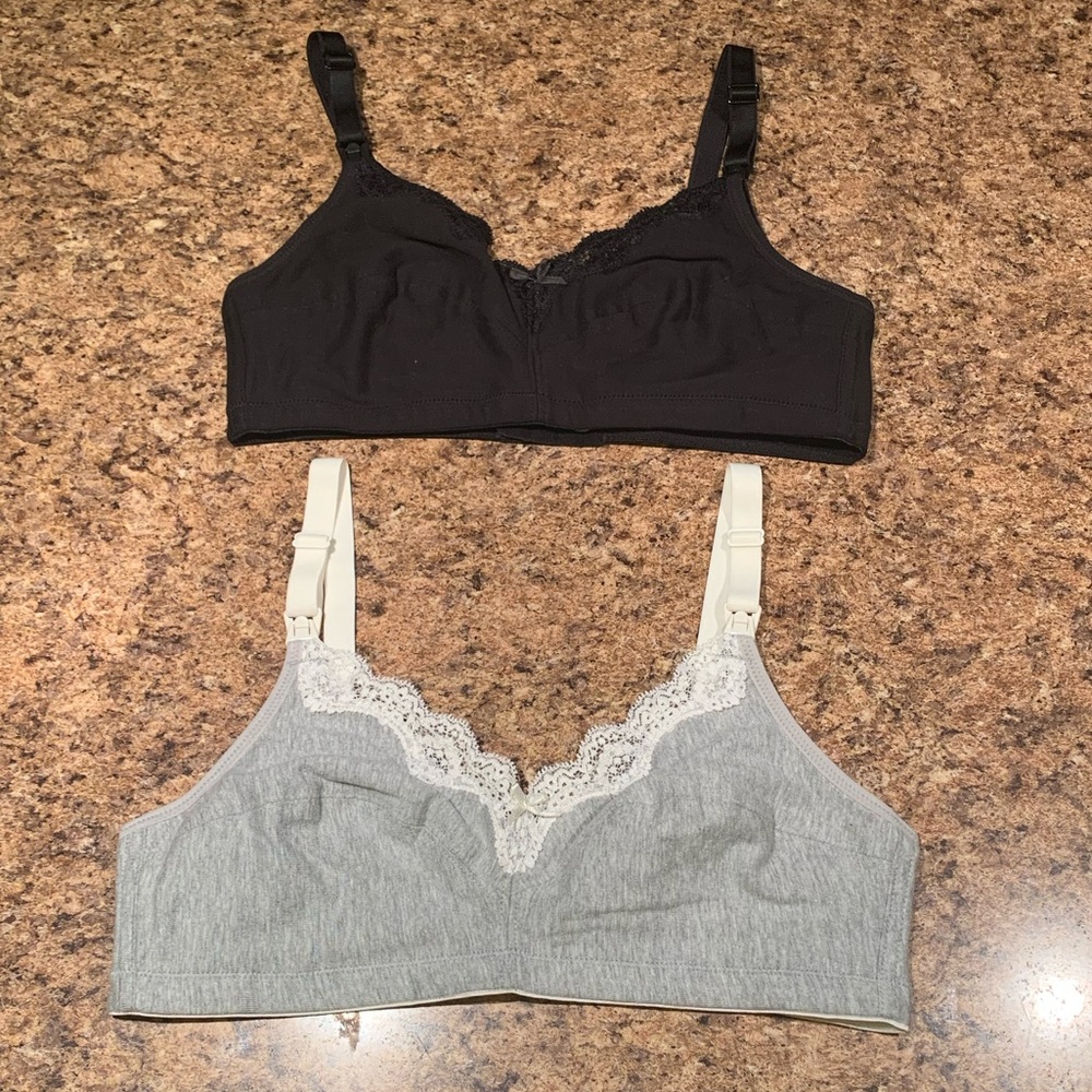 NWOT Lot Set of Maternity Bras 36C Gray & Black